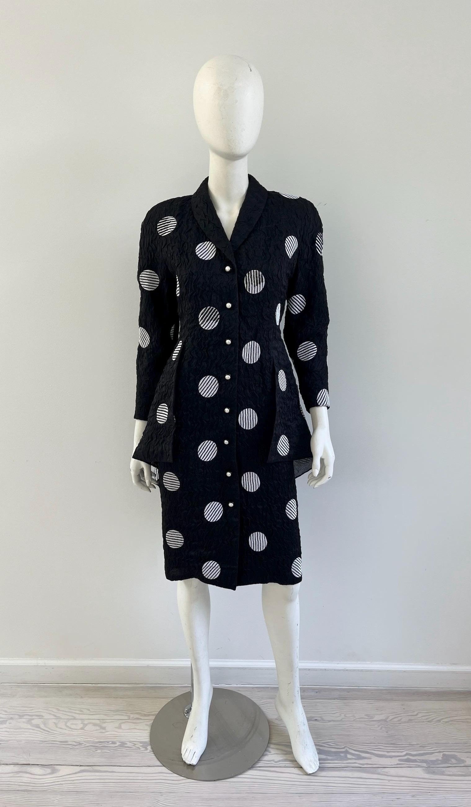 1980s Dress / 80s Hanae Mori Polka Dot Dress /  Small