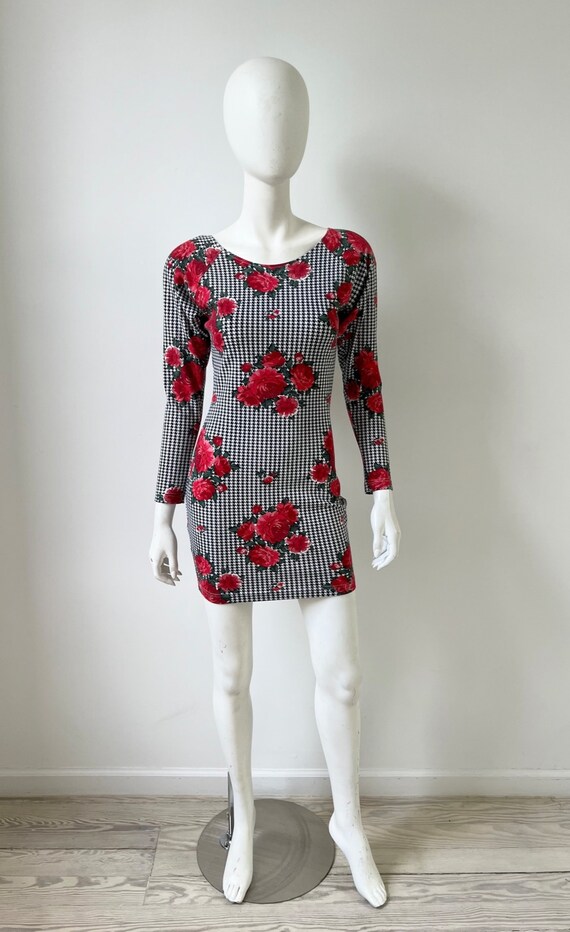 1980s Dress / 80s Bodycon Mini Dress / Small