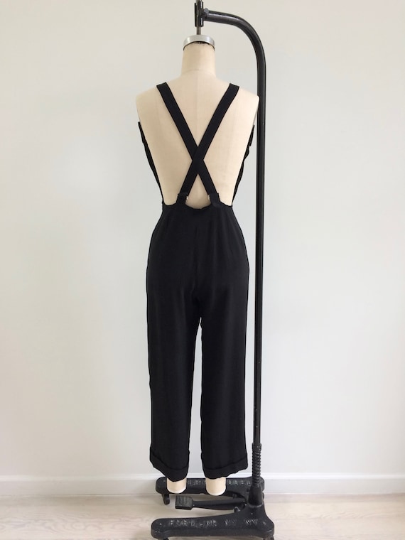 1990s Jumpsuit / 90s Yohjo Yamamoto Black Silk Ov… - image 6