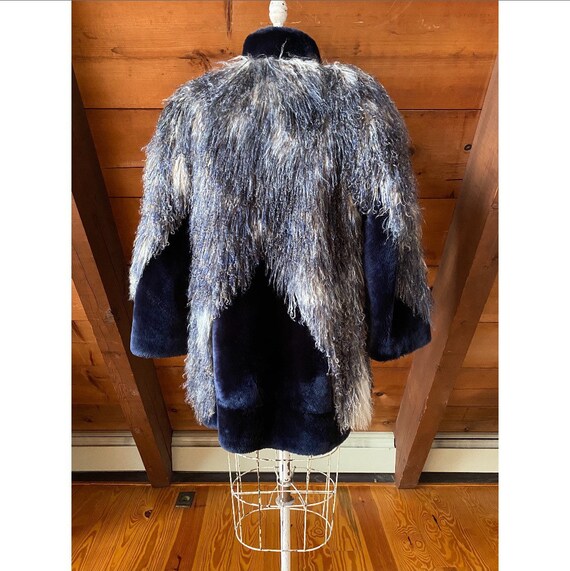 RARE Vintage 1980s Coat / 80s Dyed Mongolian Lamb… - image 5