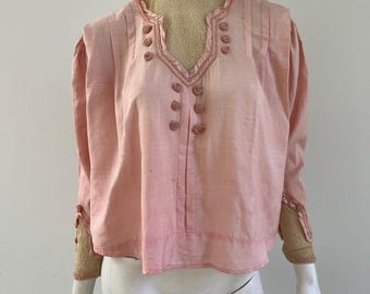 Antique 1900s Pink Silk Top (as is)