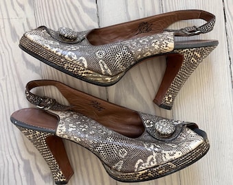 Zapatos de tacón vintage de piel de serpiente de Andrew Geller