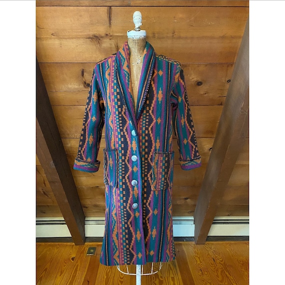 Vintage 1980s Coat / 80s Southwest Western Blanket