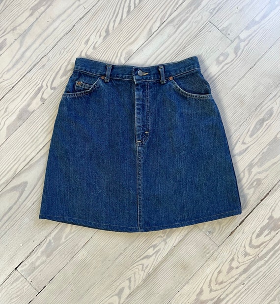 1970s Skirt / 80s Lee Denim Skirt / Small