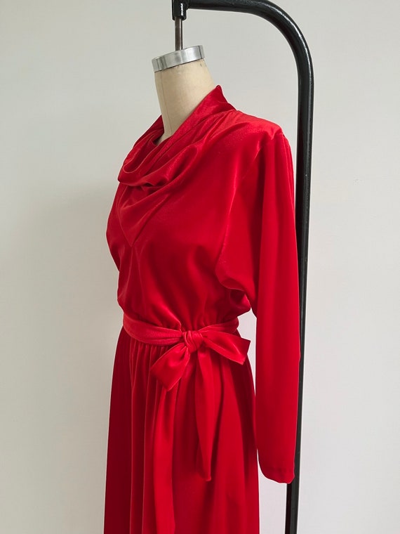 1980s Jumpsuit / 80s Red Velvet Palazzo Jumpsuit … - image 4