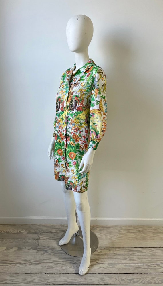 1970s Dress / 70s Animal Novelty Print Dress / Me… - image 5