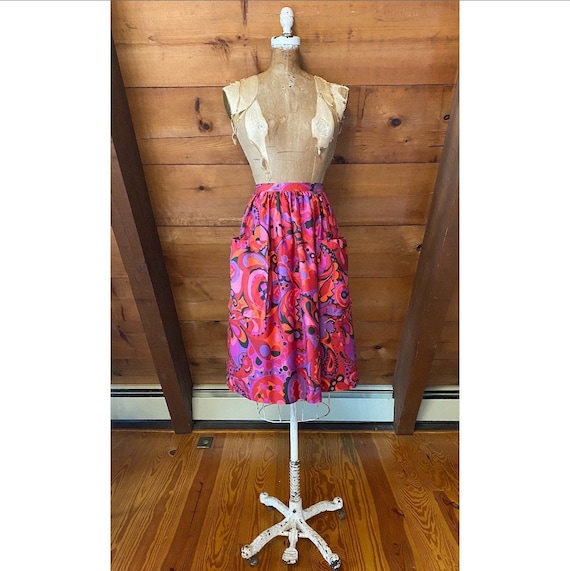 Vintage 60s Skirt / 60s Funky Paisley Skirt / Extr