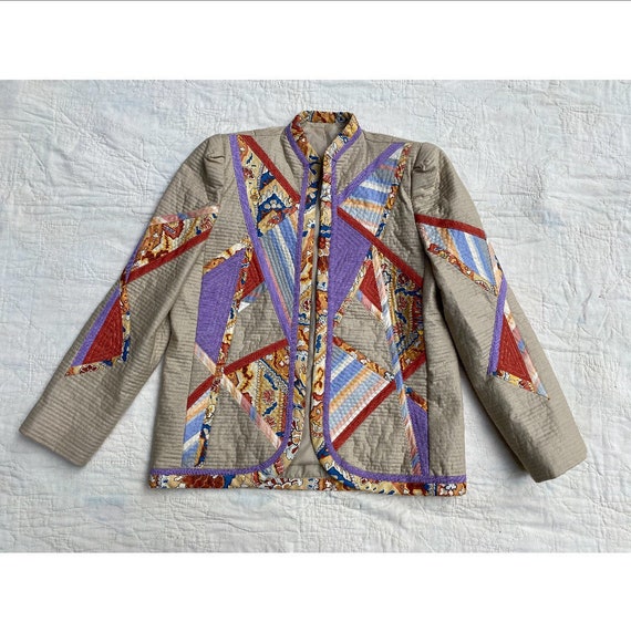 Vintage 1970s Jacket / 80s Quilt Patchwork Jacket