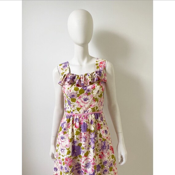 Vintage 1950s Dress / 60s Floral Cotton Dress / S… - image 2