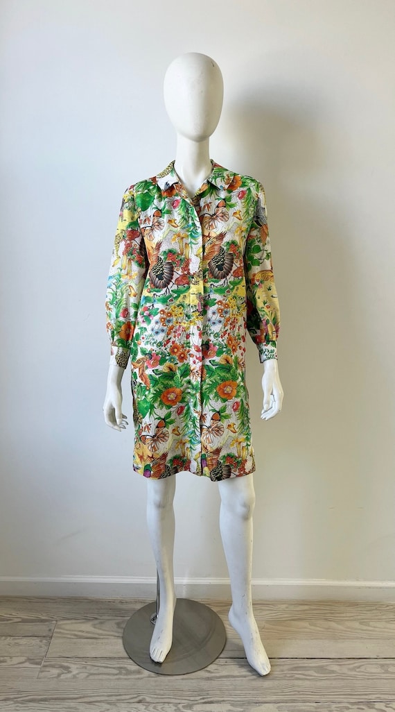 1970s Dress / 70s Animal Novelty Print Dress / Me… - image 2