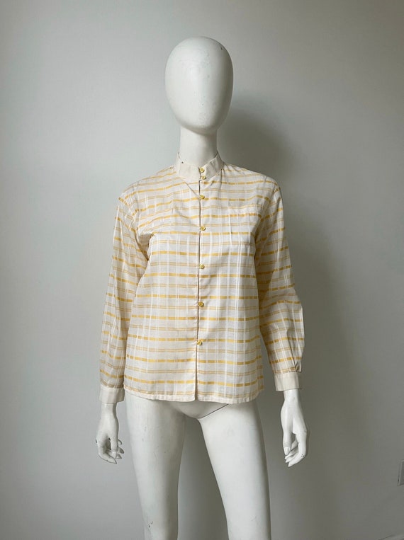 yellow plaid blouse
