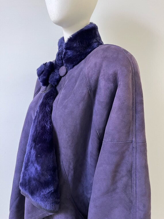 1980s Jacket / 80s Purple Shearling Sheepskin Jac… - image 3