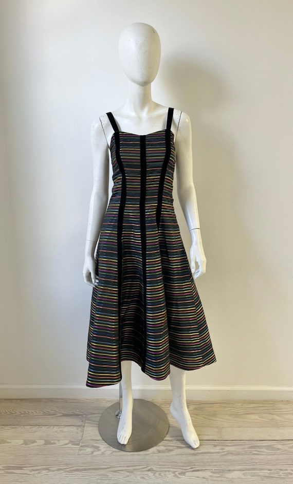 1950s Dress / 50s Maxan Striped Party Dress / Extr