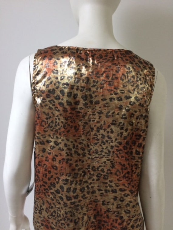 1970s-80s Top / 70s-80s Leopard Print Lamé Tank T… - image 6