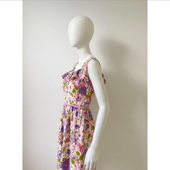 Vintage 1950s Dress / 60s Floral Cotton Dress / S… - image 4