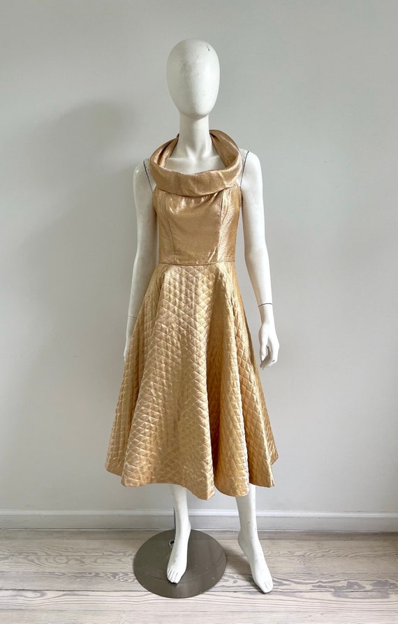 Gold pin up dress deals