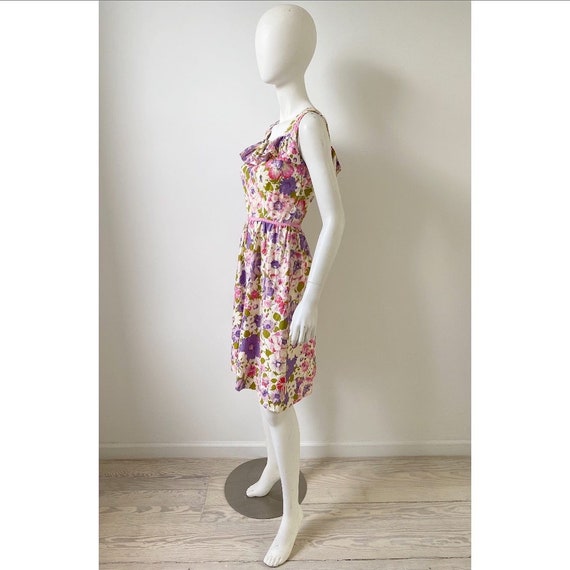 Vintage 1950s Dress / 60s Floral Cotton Dress / S… - image 3