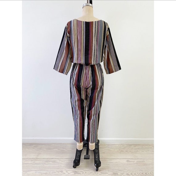 Vintage 1980s Jumpsuit / 80s Striped Jumpsuit / S… - image 5