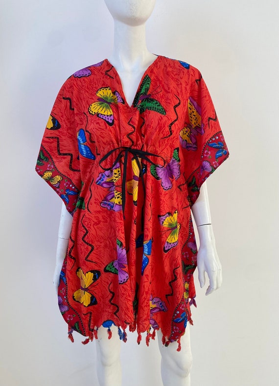 1990s Dress / 90s Butterfly Swim Cover Up Kaftan /
