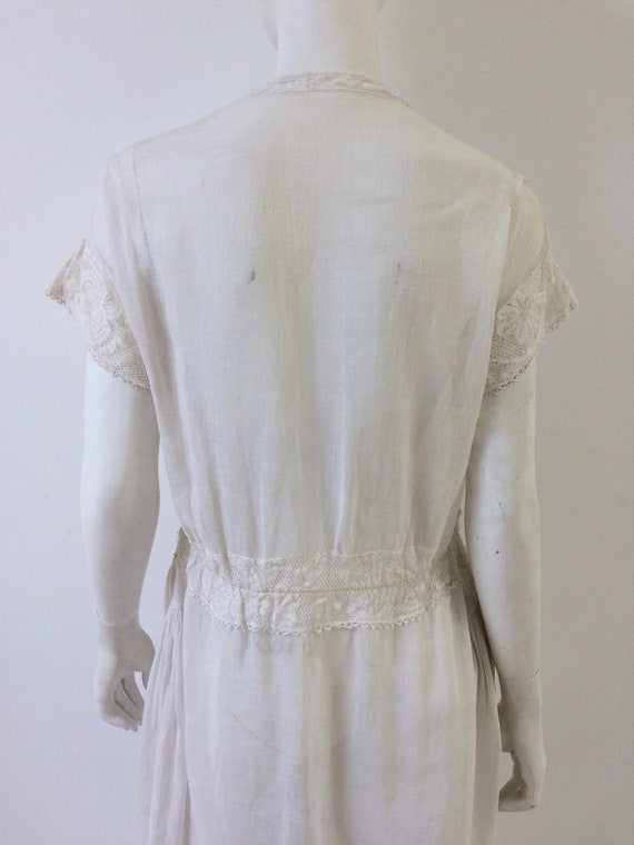 Edwardian Dress / 1910s White Sheer Cotton Voile … - image 8