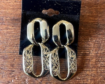 Vintage Gold Tone Double Loop Earrings