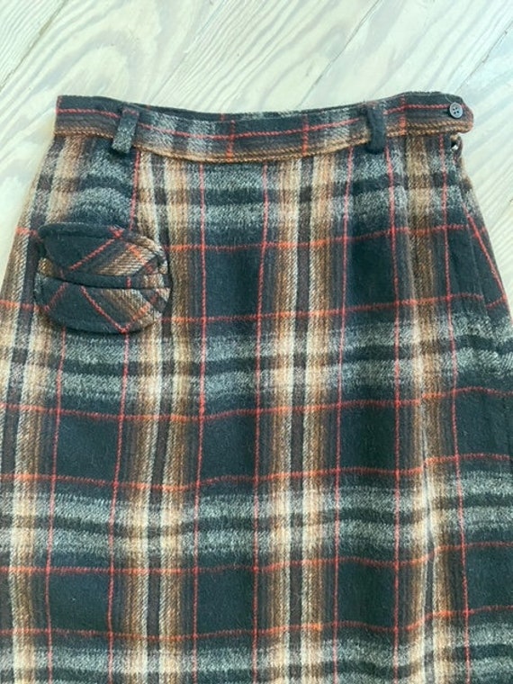 1950s Skirt / 60s Plaid Wool Pencil Skirt / Extra… - image 3