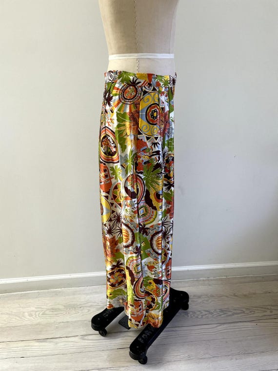 Vintage 1940s Tropical Print Silky Matching Set - image 11