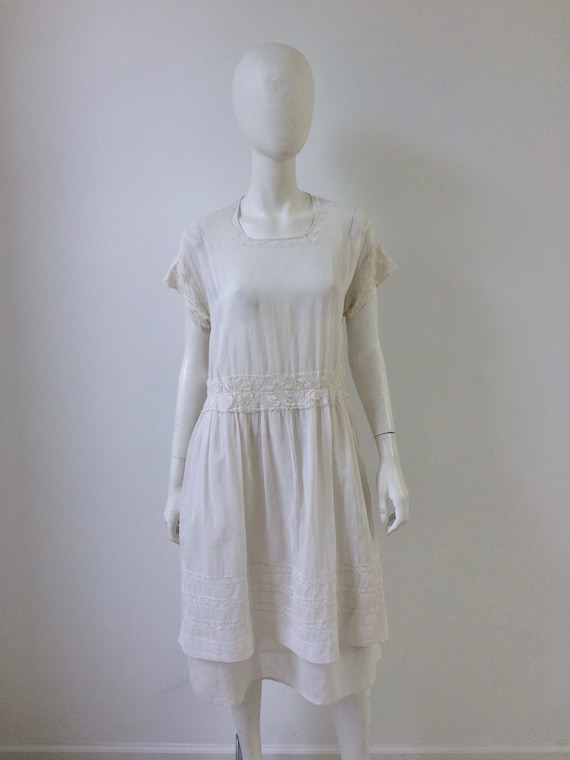 Edwardian Dress / 1910s White Sheer Cotton Voile … - image 2