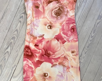 Abito vintage in cotone rosa a fantasia floreale di Salvatore Ferragamo