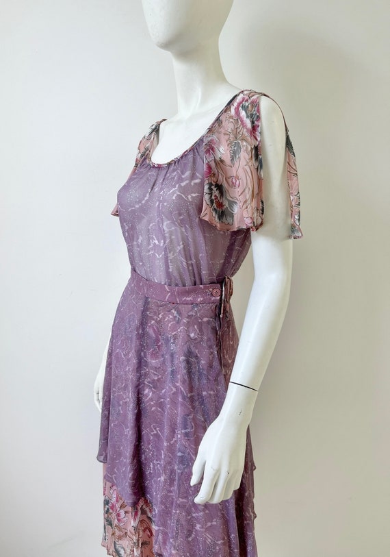 1970s Skirt Set / 70s Mixed Print Chiffon Skirt S… - image 4