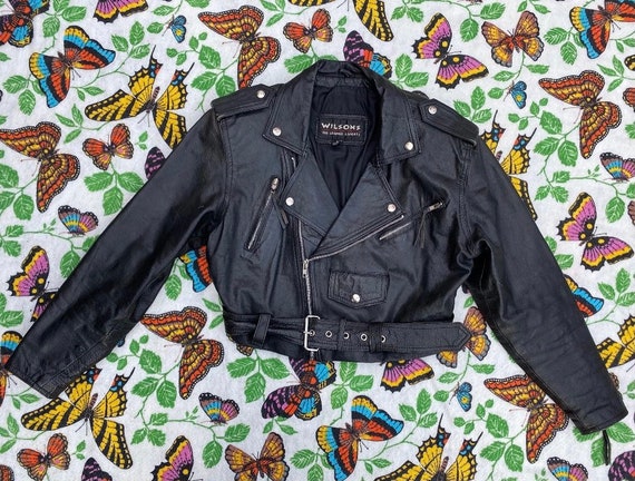 Vintage 1980s Jacket / 80s Black Leather Cropped M