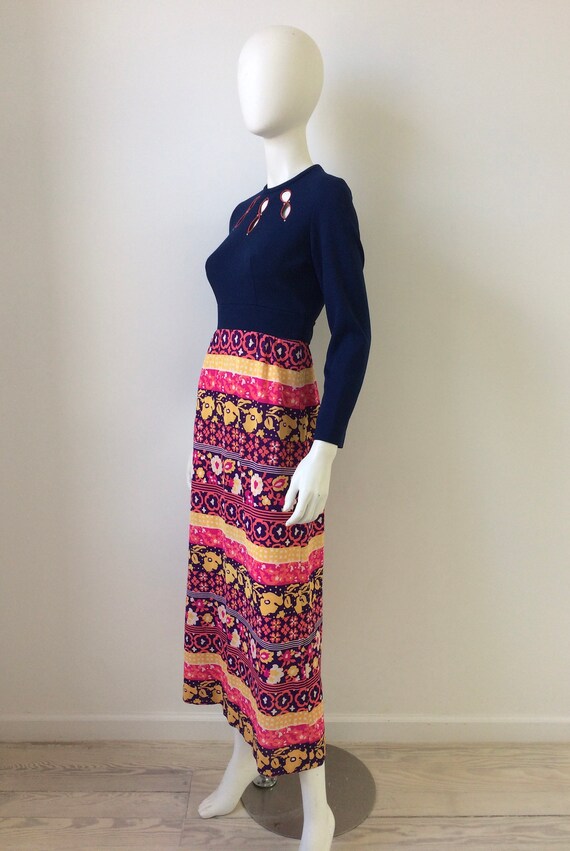 Vintage 1970s Dress /70s Cut Out Colorful Dress /… - image 4