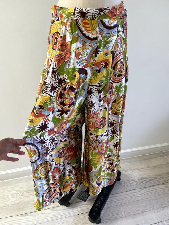 Vintage 1940s Tropical Print Silky Matching Set - image 9