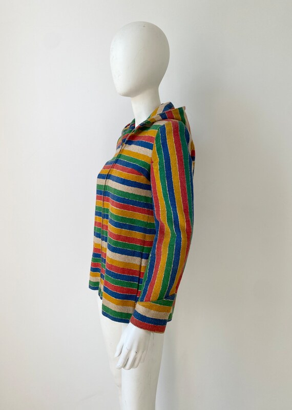 1970s Jacket / Rainbow Striped Serape Blanket Pos… - image 6