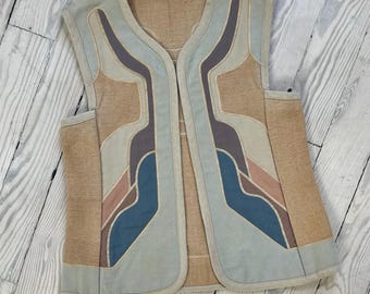 1970s Vest / 80s Patchwork Vest / Small