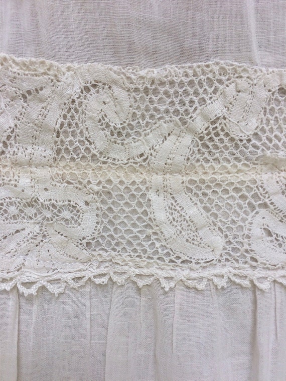 Edwardian Dress / 1910s White Sheer Cotton Voile … - image 10