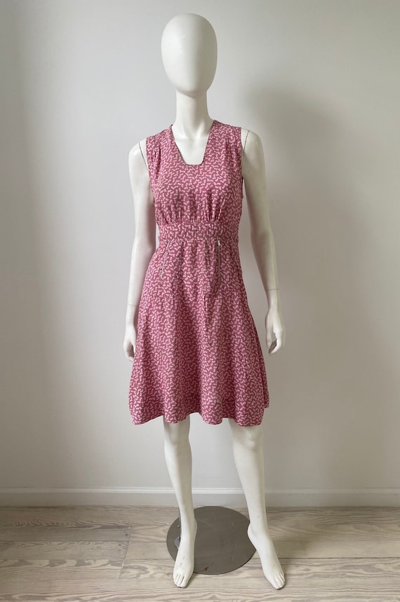 Vintage 1940s Dress / 40s Pink Floral Day Dress /… - image 1