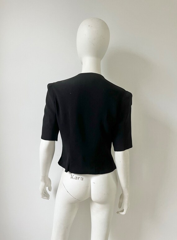 1940s Top / 40s Black Zip Front Sequined Blouse /… - image 5
