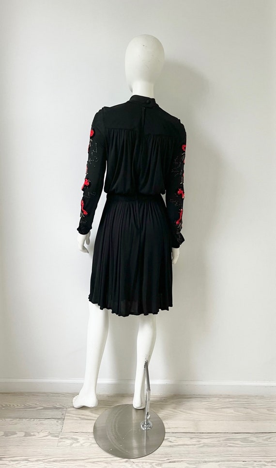 1970s Dress / 70s Jean Varon Black Butterfly Sequ… - image 9