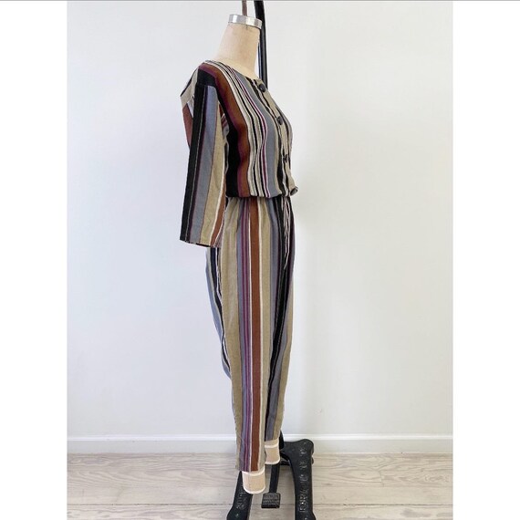 Vintage 1980s Jumpsuit / 80s Striped Jumpsuit / S… - image 3