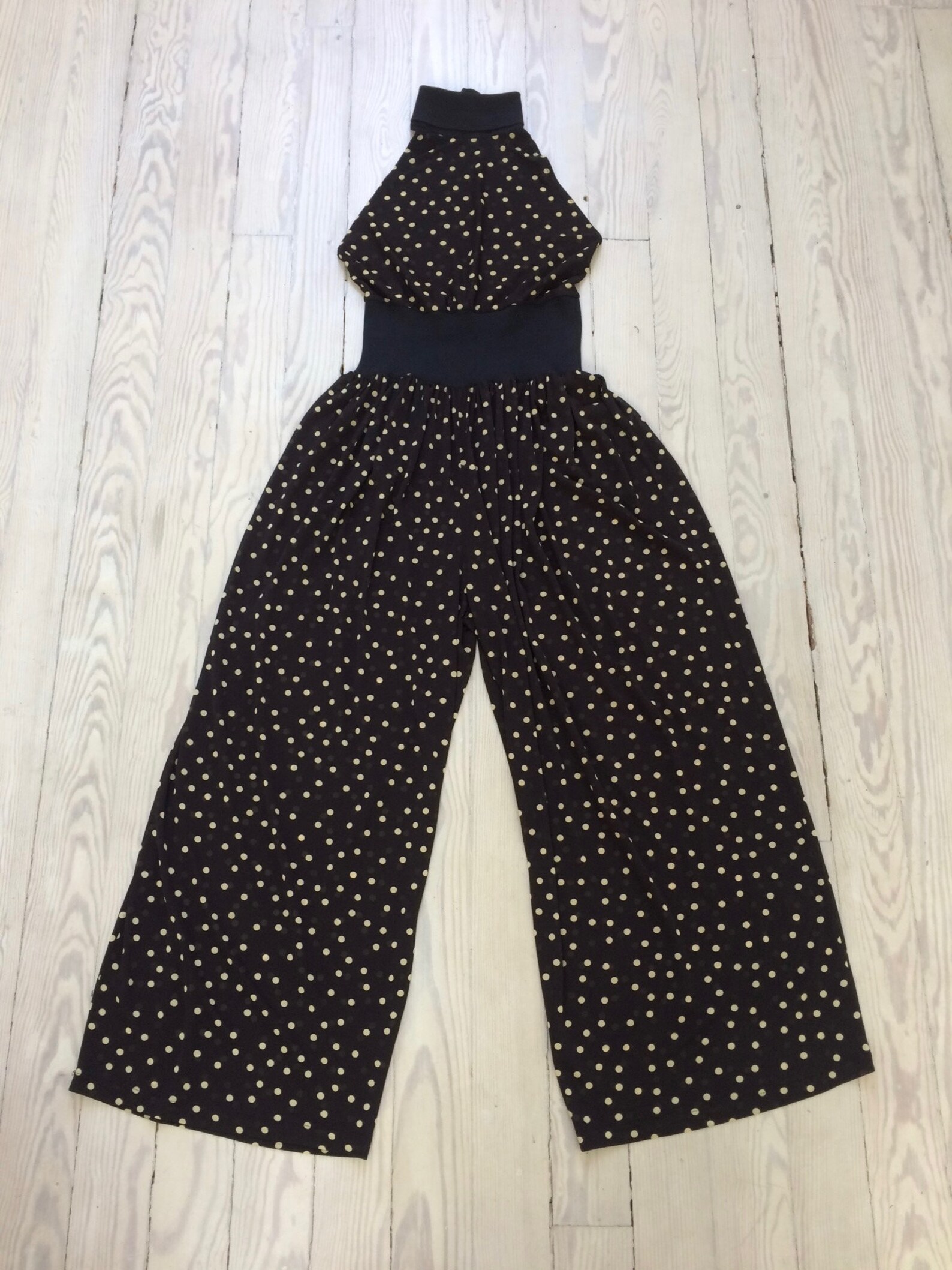 1990s polka dot and floral jumpsuit