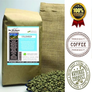 2lb/40lb - Colombia Excelso PREMIUM SPECIALTY GREEN coffee beans hand packed in a small kraft burlap bag for the home coffee roaster