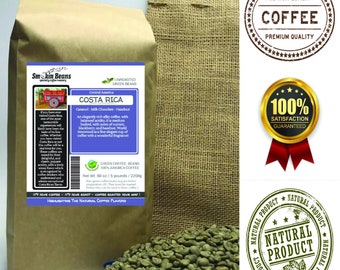 2lb/40lb - Costa Rica Tarrazu PREMIUM SPECIALTY GREEN coffee beans hand packed in a small kraft burlap bag for the home coffee roaster