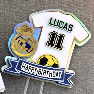 Soccer cake topper/ sport team inspired / sport birthday/ soccer birthday /Real Madrid soccer team inspired/ Inter Miami soccer/ football