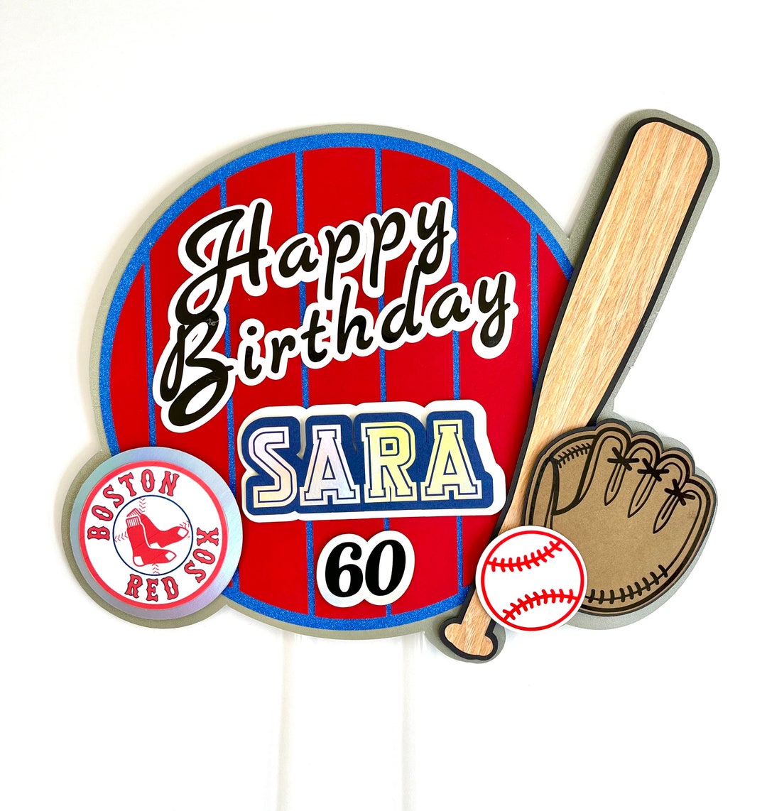 Baseball Cake Topper/ Red Sox Inspired / Red Sox Birthday/ Etsy