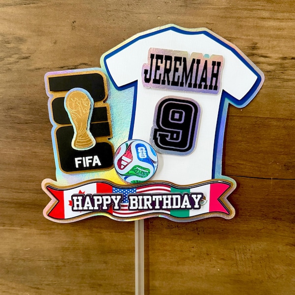 Customizable Soccer World Cup Birthday Cake Topper