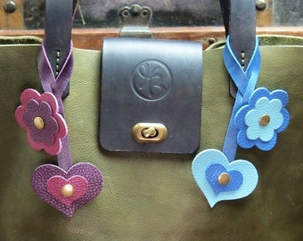 Flower / Heart Bag charm Purse Charm Wrap Around