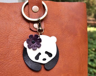 Słodka Panda lub Czerwona Panda z kwiatkiem, do wyboru w dowolnym kolorze, zawieszka do torebki, błyszcząca torebka