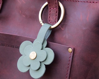 Leather Snap flower heart or bird , Handmade , Portland Leather,  Made from PLG leather Custom Sage Green