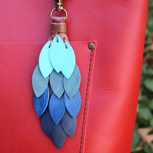 Blue Ombre Waterfall Leather Purse Charm Tassel Handmade Bag Charm Purse Swag image 2